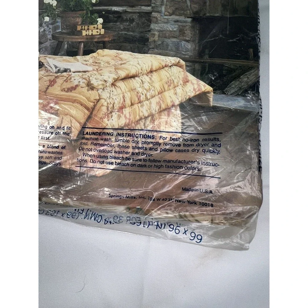 Vintage Bill Blass Springmaid Twin Sheet Palm Springs Percale No-Iron NOS NIP‎